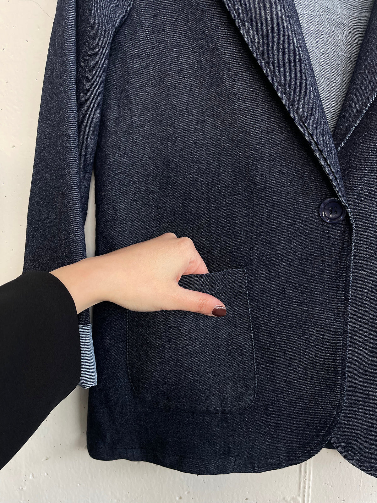 Giacca di tela jeans con con bottone