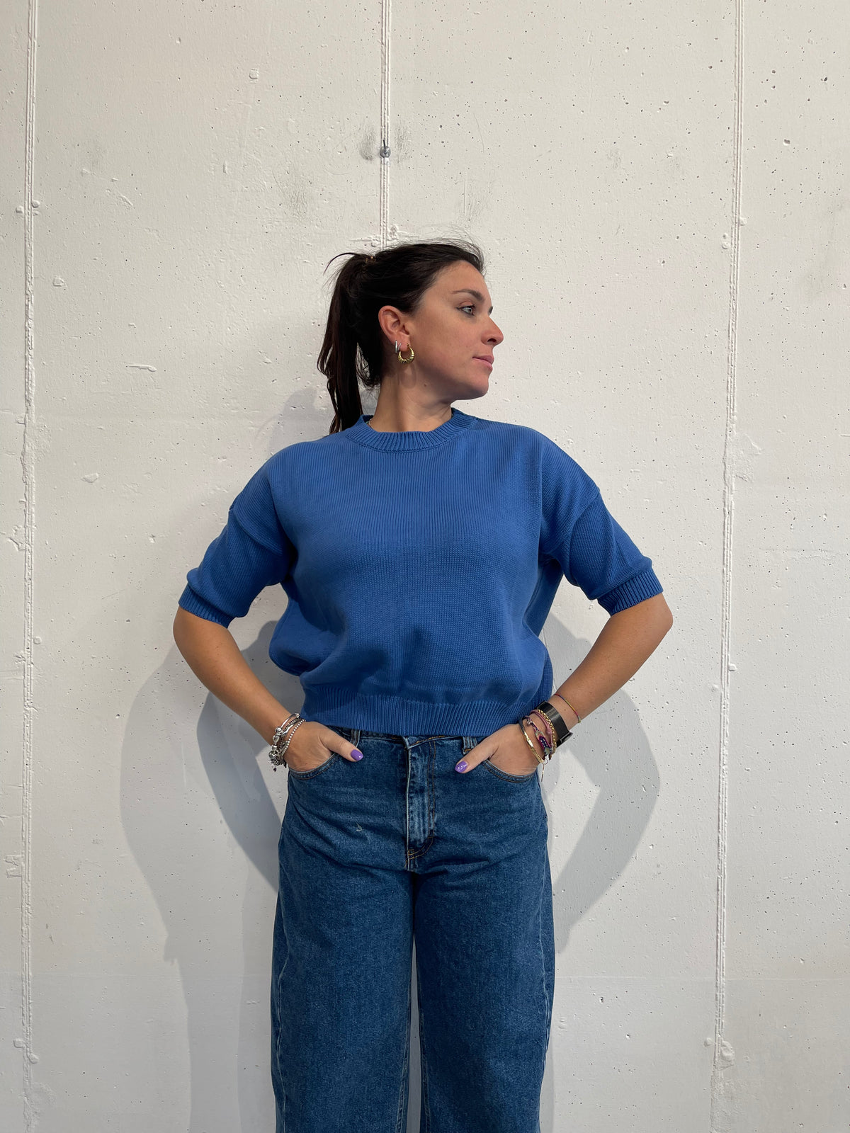Pull manica 3/4 in cotone