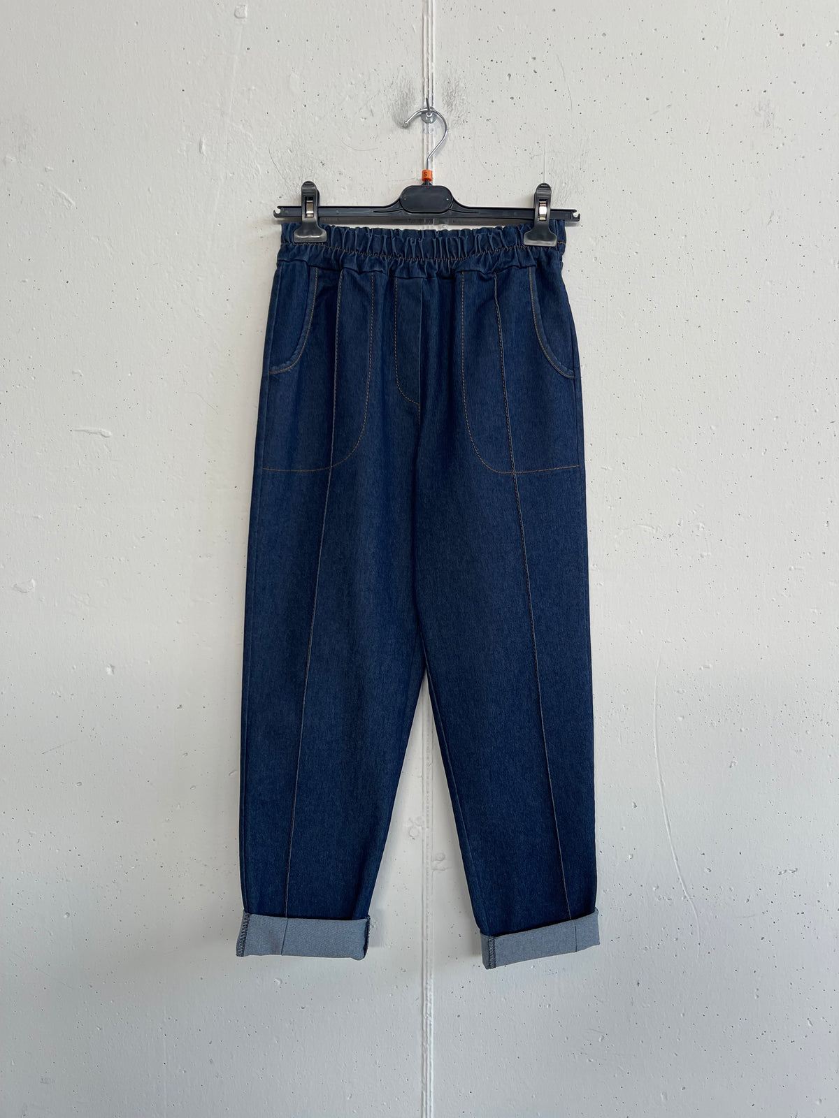Pantalone tela jeans vestibilità a baloon
